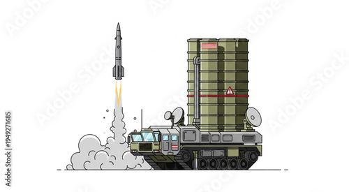 Mobile Missile Launcher System Launching a Missile.