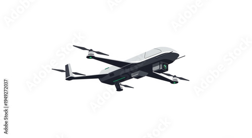 Advanced Drone Technology - A Sleek Unmanned Aerial Vehicle in Flight.