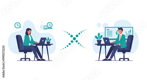 Remote Team Collaboration & Virtual Connection: Professionals Working Online Across Distance