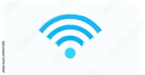 Blue glowing WiFi signal waves wireless internet connection technology vector illustration