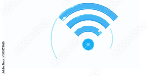 Blue glowing WiFi signal waves wireless internet connection technology vector illustration