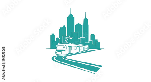 City Skyline with a Bus.