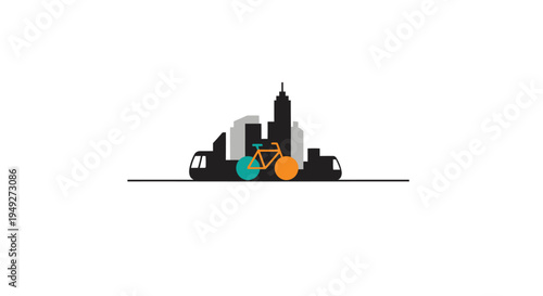 City Skyline with Colorful Buildings Downtown.