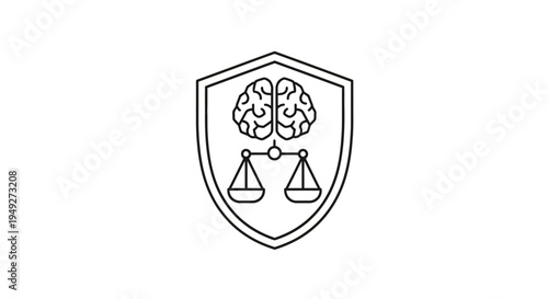 Brain with scales shield logo symbol.