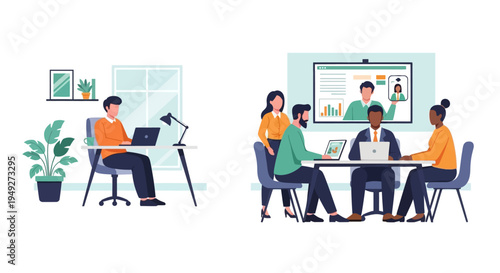 Remote Work vs. Office Collaboration: Individual Productivity and Diverse Team in Hybrid Business Meeting