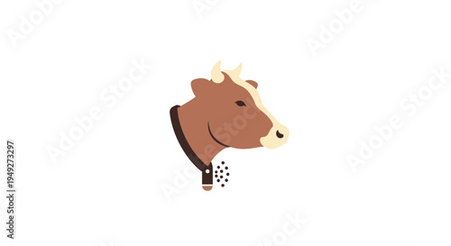 Brown Cow Head Side View Portrait.