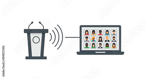 Businessman giving online presentation remotely.