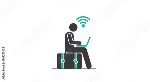 Businessman working on laptop remotely.