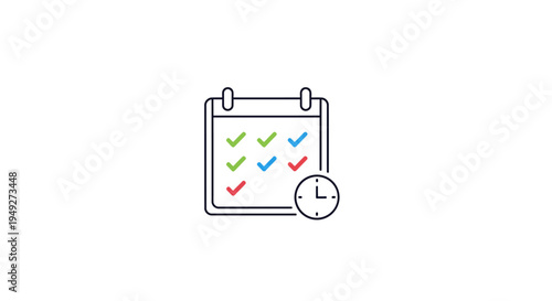 Calendar with checklist and clock.