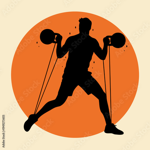 Athlete Training With Resistance Bands Fitness Workout Vector