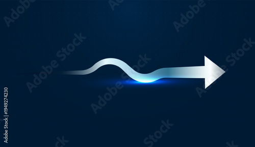 Move forward arrows on deep blue background with A dynamic set of Grow arrows rises sharply, representing progress in technology, strong Finance performance