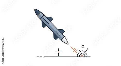 Illustration of a Missile Launching and Exploding on Impact.