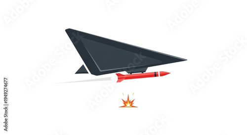 Paper Airplane Soaring with Rocket Boosters - A Symbol of Innovation.