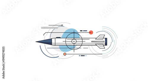 Detailed illustration of a missile with targeting system.