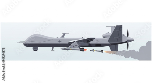Military Drone Launching Missiles in a Simulated Attack.