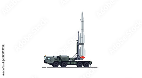 Mobile missile launcher on a truck ready to launch.