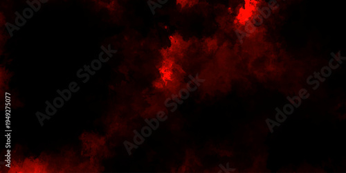 Abstract grunge red and black powder explosion cloud on black background. dark red smoke Like cloud wave effect on black. dark fire flame grunge texture background. toned fiery red sky.