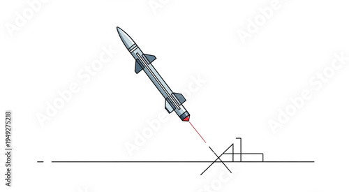 Illustration of a Missile Launching from a Ground-Based Launcher.