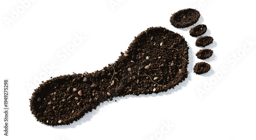 Soil Footprint Earthy Environmental Concept Isolated on White