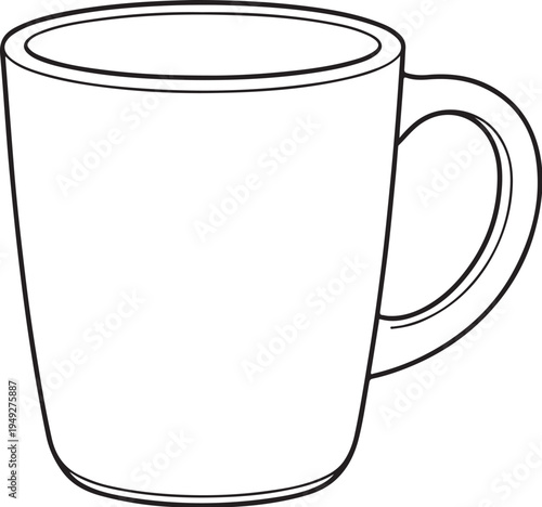 Dining cup line art black and white ceramic coffee mug vector illustration eps