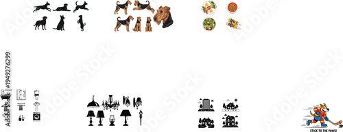 Healthy food set with fried eggs and vegetables, bowl of tomato soup, fresh garden salad, and vegetable skewers, vector illustration for nutrition and balanced diet themes.