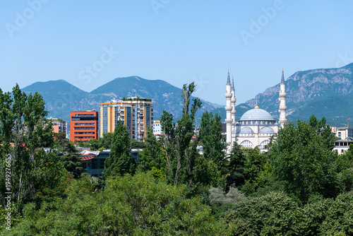 Skyline of Tirana in Albania, Namazgah Mosque