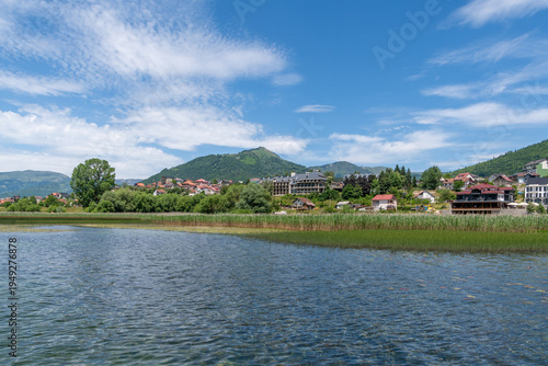 Village Plav at lake Plav in Montenegro