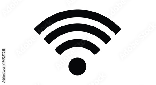 Simple black and white illustration of a standard wifi signal icon