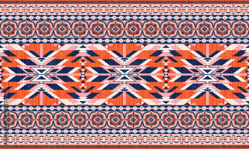 American tribal ethnic native pattern.Traditional Navajo,Aztec,Apache,Southwest and Mexican style fabric pattern.Abstract vector motif pattern.For fabric,clothing,blanket,carpet,woven,wrap,decoration.