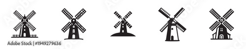 vector image of a windmill silhouetted against a white background
