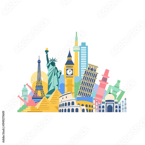 Famous World Landmarks Collection - Travel and Tourism Collage
