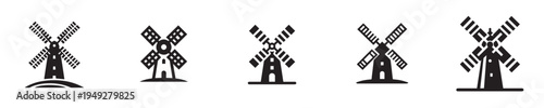vector image of a windmill silhouetted against a white background