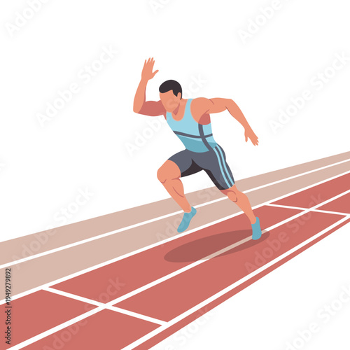 Runner sprinting on track, athletic competition, speed and movement