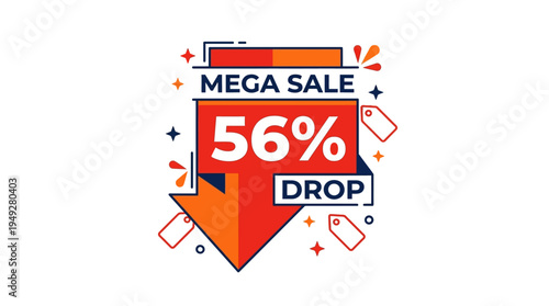 Mega Sale Advertisement with 56% Discount and Red Arrow