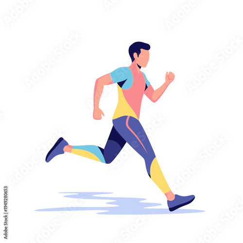 Fit Man Running, Marathon Runner, Athlete Jogging, Active Lifestyle, Sportswear, Motion