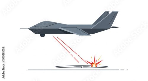 Stealth Drone Targeting Ground with Precision Laser Strike.