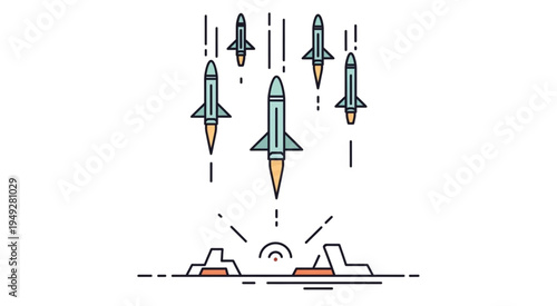 Missile Launch - A Depiction of Modern Warfare and Technological Advancement.
