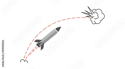 Illustration of a missile exploding mid-flight after launch.