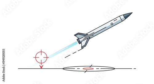 Illustration of a missile targeting a ground target.