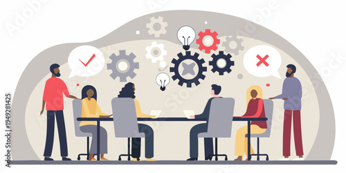 Team collaboration and brainstorming session with ideas and feedback