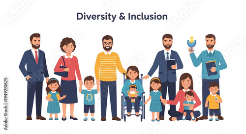 Diverse Group of People, Families, and Individuals Symbolizing Diversity & Inclusion, Community, and Equality