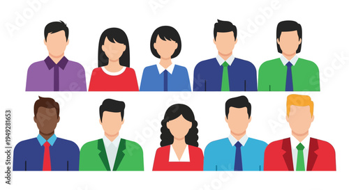 Diverse Business Team Avatars - Professional People Group Icons for User Profiles & Digital Interface