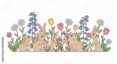 Cute Brown Rabbits Together.