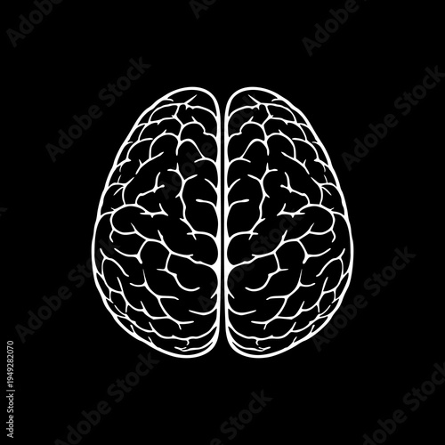 Human brain icon isolated on black background