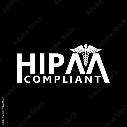 HIPAA Compliance simple letters icon isolated on black background