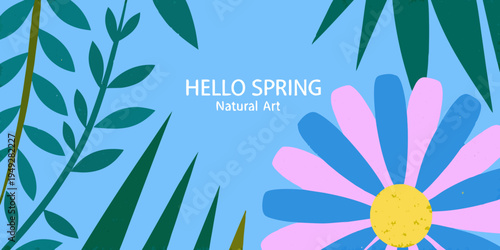 A vibrant illustration of spring flowers and lush green foliage