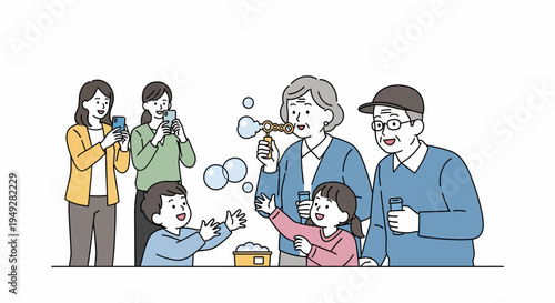Family Drinking Beer Together.