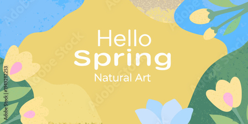 A cheerful spring greeting with floral elements and a bright design
