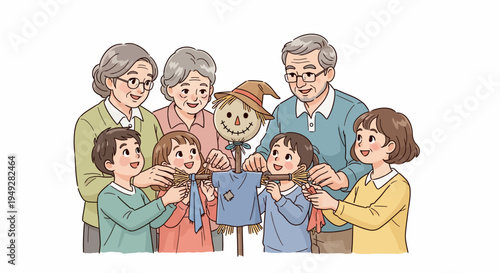 Family Holding Blue Gift.