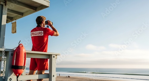 Lifeguard on Duty - Vigilant Watch Over the Beach.